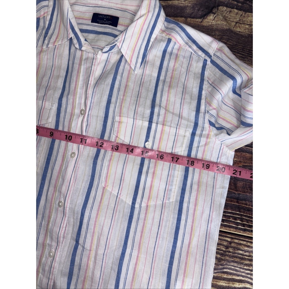 UNTUCKit Liza Shirt Medium White Multi Stripe Linen Cotton Blend Long Sleeve - Picture 4 of 9